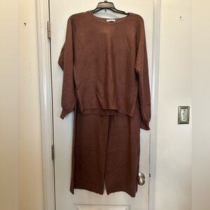 Knit Sweater and pants loungewear set Chocolate Brown Size SM
